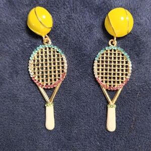 Betsey Johnson Yellow Tennis Racket Earrings